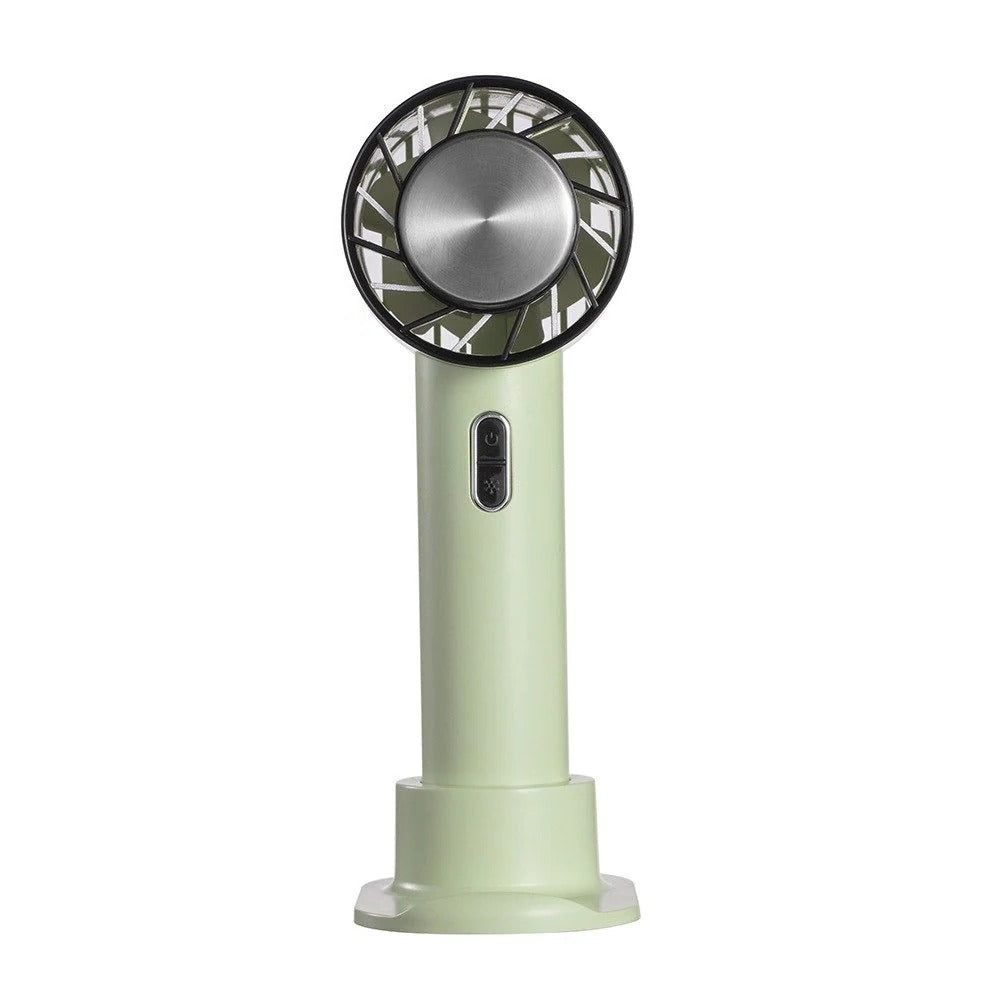 Unisex portable cooling fan, rechargeable & compact for personal use.