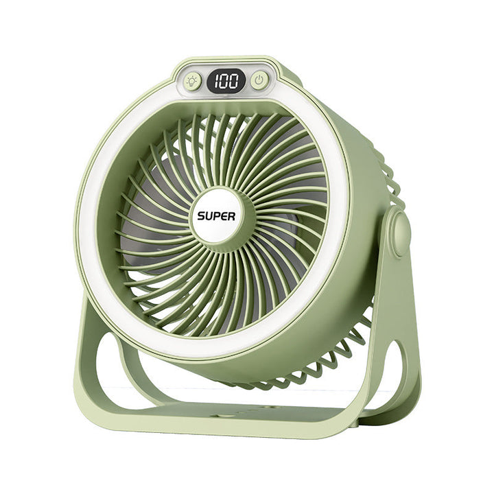 Compact plug-in desk fan, an air circulator with a quiet operation for comfortable home and office use.