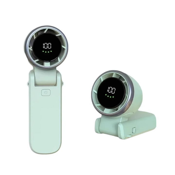 Rechargeable turbo cooling personal fan, a travel-friendly essential delivering quiet, instant refreshment.