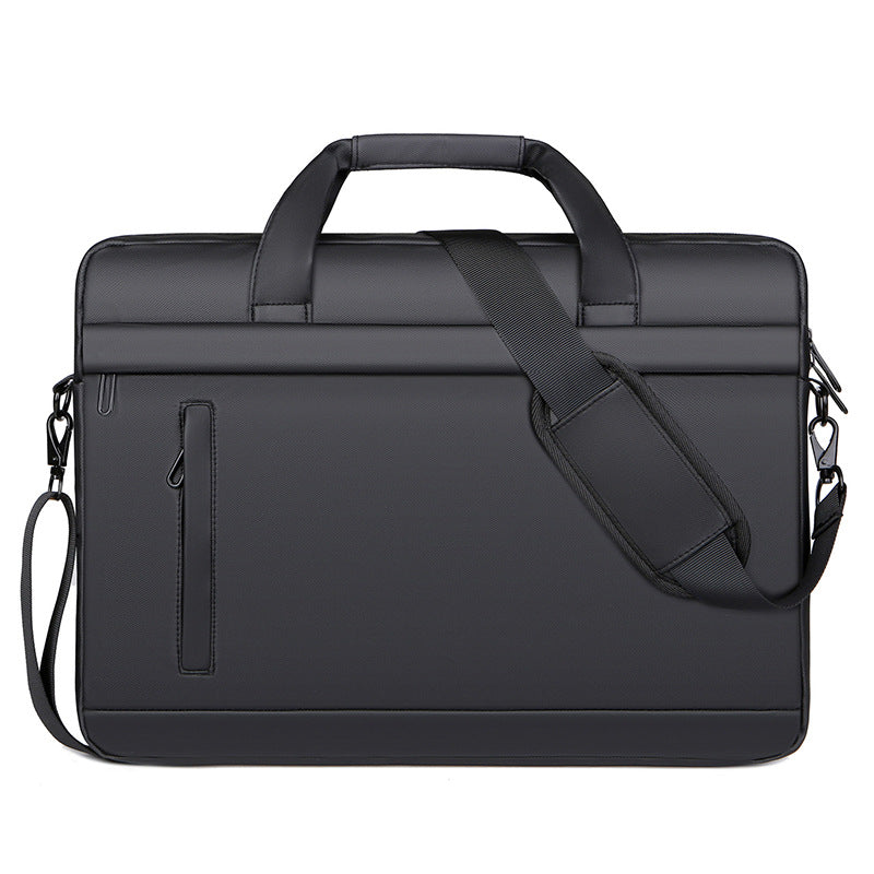 Unisex professional laptop briefcase, sleek design for business travel, secure tech bag with document holder.