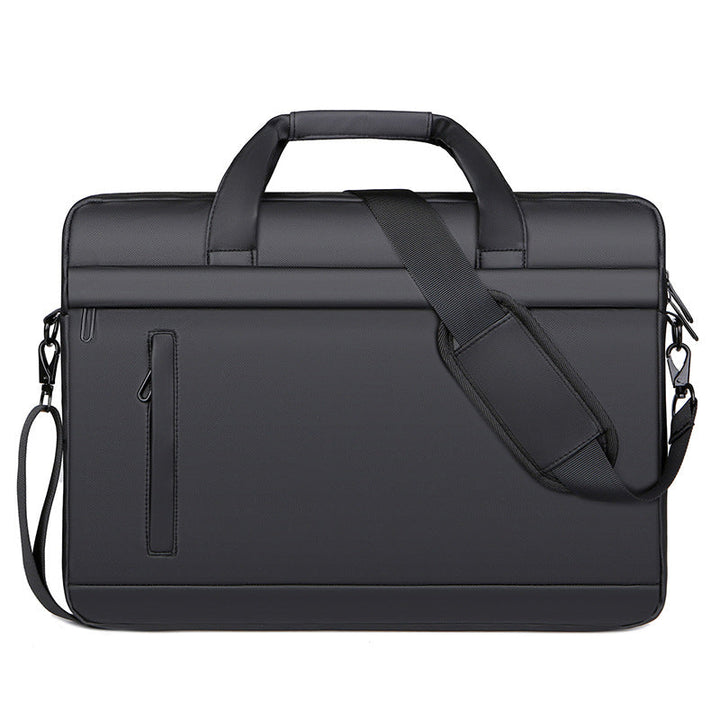Unisex professional laptop briefcase, sleek design for business travel, secure tech bag with document holder.
