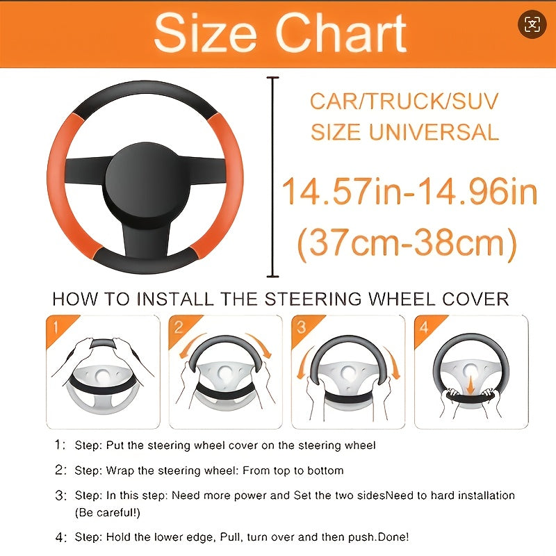 Vehicle protection: Unisex PU leather steering wheel cover for a secure, comfortable, non-slip grip.