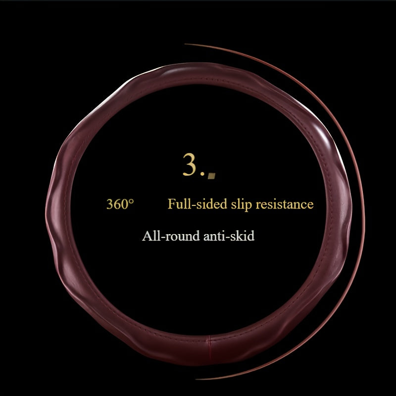 Universal fit unisex steering wheel cover for improved driving comfort and vehicle protection.