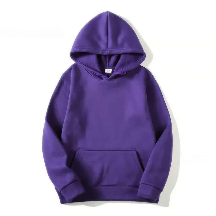 Front view of a comfortable unisex hoodie. Soft long-sleeve pullover sweatshirt for men & women.