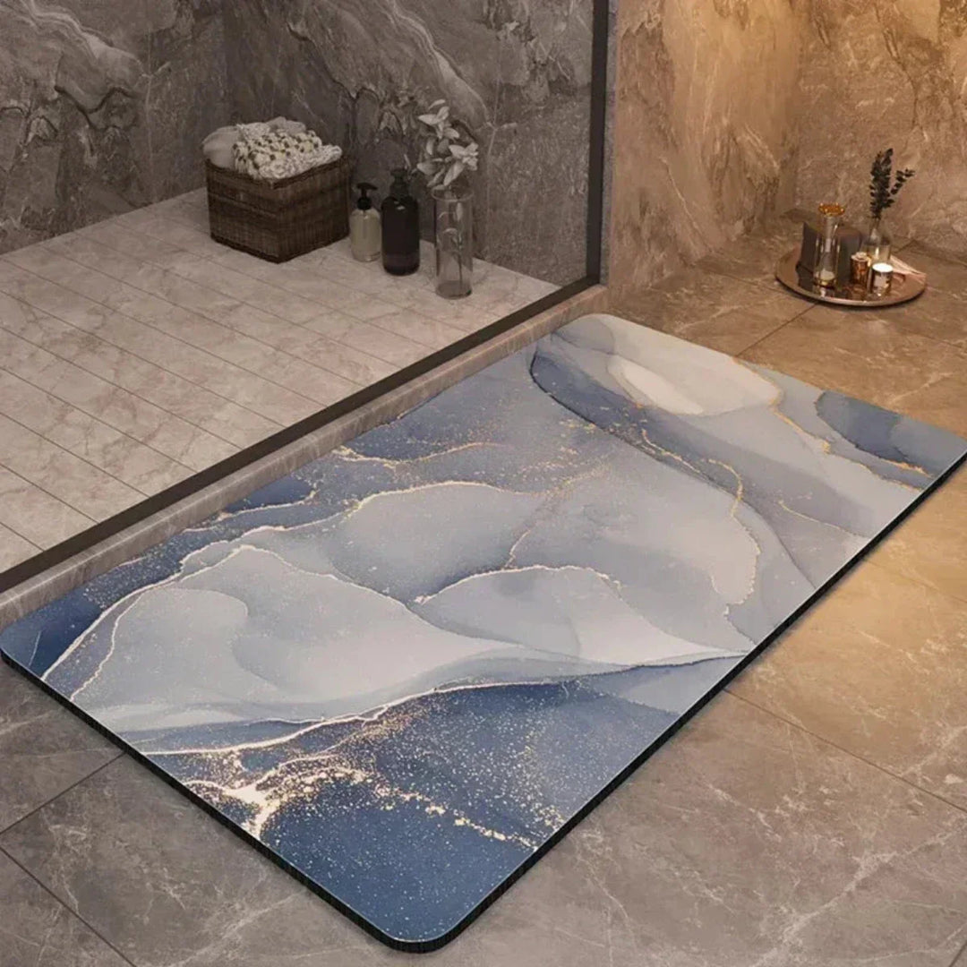 Quick-drying anti-slip bath mat. Ensures bathroom safety & comfort. Absorbent non-slip shower floor protection.