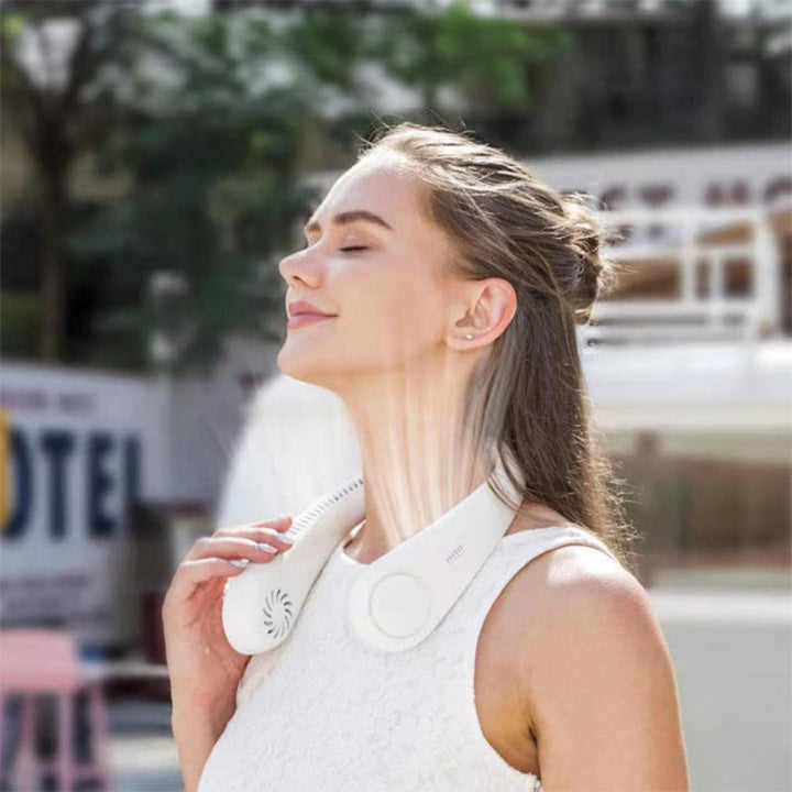 Portable bladeless neck fan for personal cooling. Ideal rechargeable hands-free fan for outdoor gear & summer essential.
