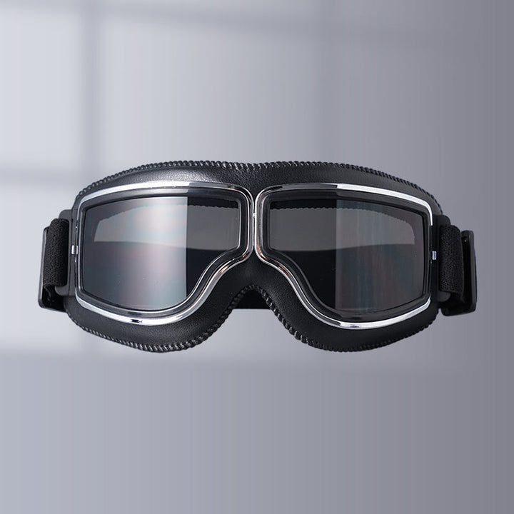 Unisex retro aviator motorcycle goggles, foldable OTG design for all outdoor enthusiasts.