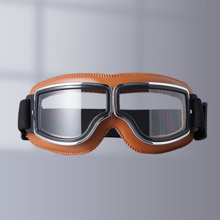 Retro aviator motorcycle goggles, foldable & over-glasses for all outdoor adventures & sports.