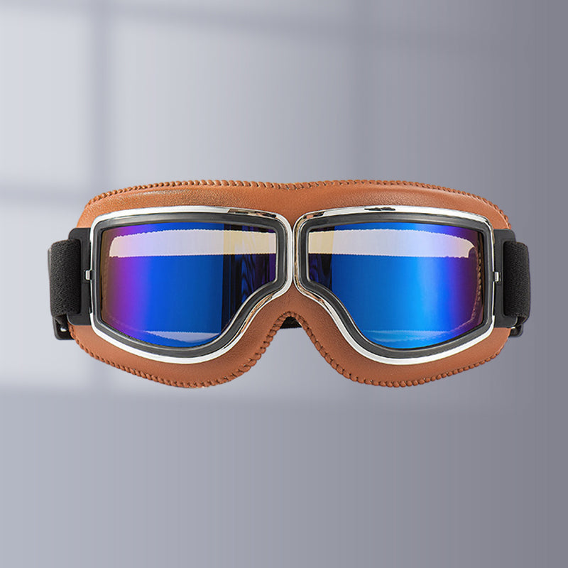 Durable retro aviator motorcycle goggles, windproof, dustproof, foldable OTG design.