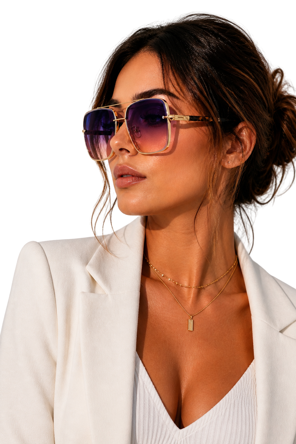 Unisex retro aviator sunglasses with gold frame and UV400 gradient lenses, a classic fashion accessory.