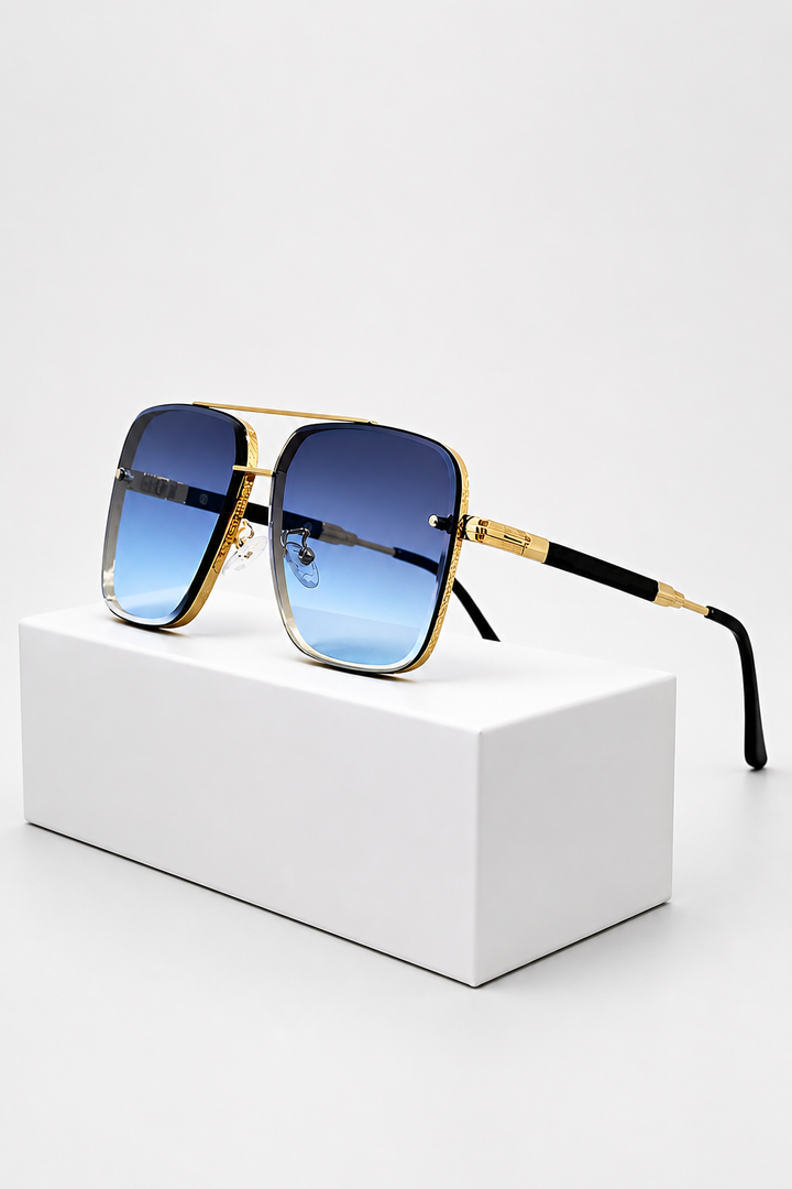 High-quality unisex aviator sunglasses: gold frame, retro, UV400 gradient lenses.