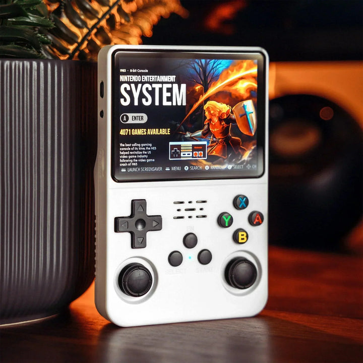 Vintage style portable gaming device: Unisex console with a bright HD display for your favorite retro titles.