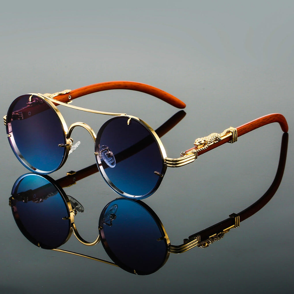 Unisex Retro Metal Frame Round Sunglasses, classic design, perfect everyday wear.