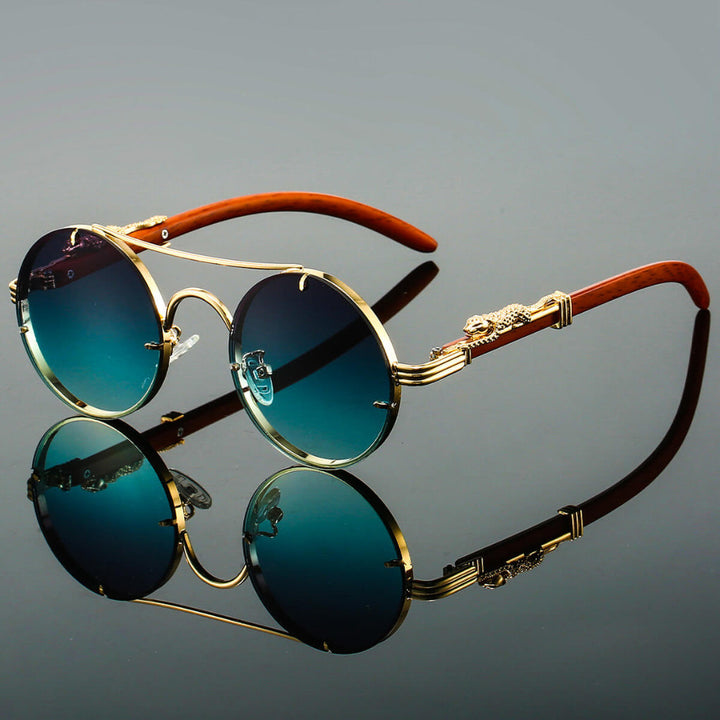 Vintage Round Sunglasses with Metal Frame, stylish eyewear, fashion accessory for all.