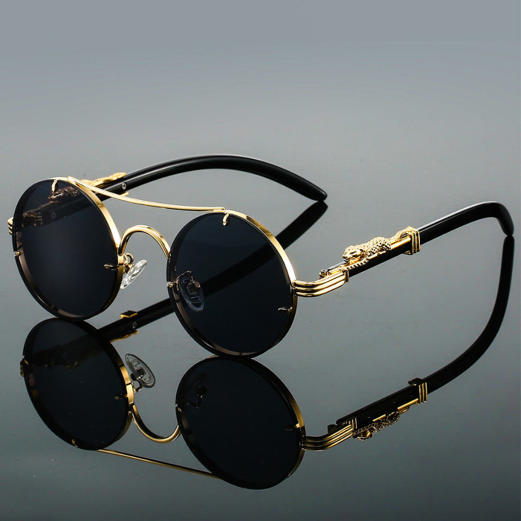 Stylish Unisex Round Sunglasses, metal frame, classic retro design, ideal for daily wear.