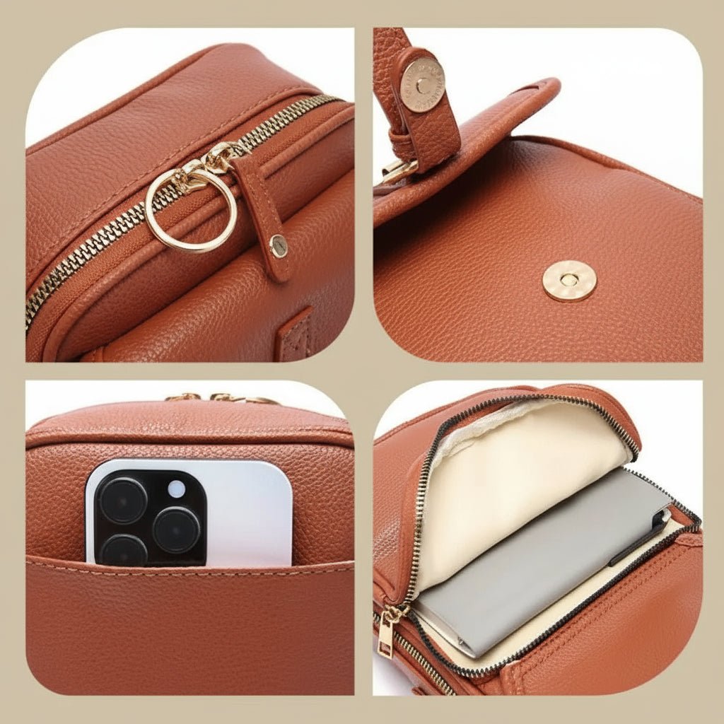 Modern compact anti-theft crossbody for secure everyday carrying, perfect for essentials & travel.