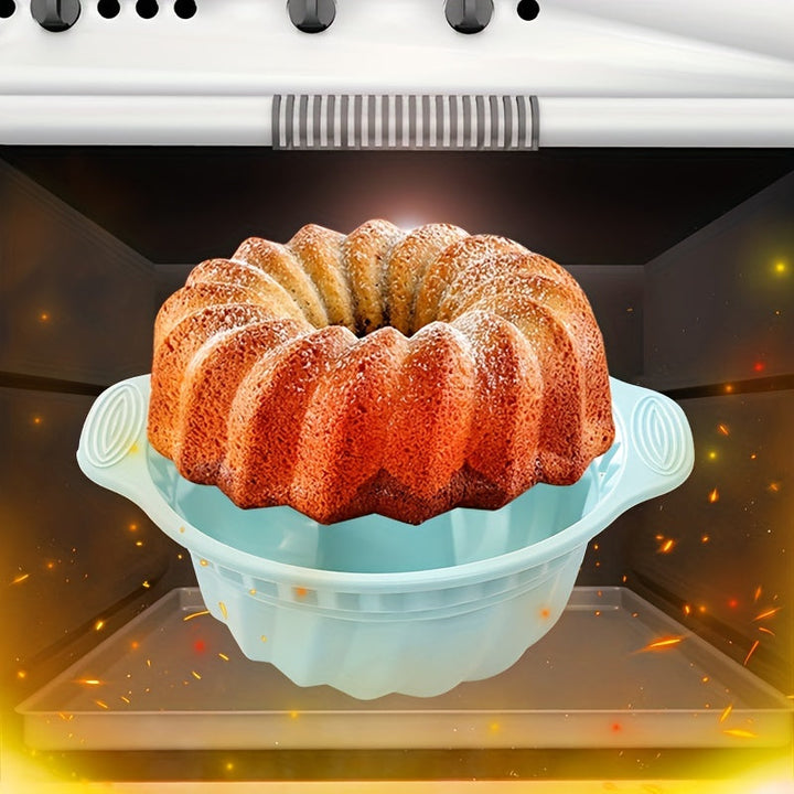 Complete silicone bakeware set featuring flexible, non-stick cake molds. Durable & easy to clean kitchen tools.