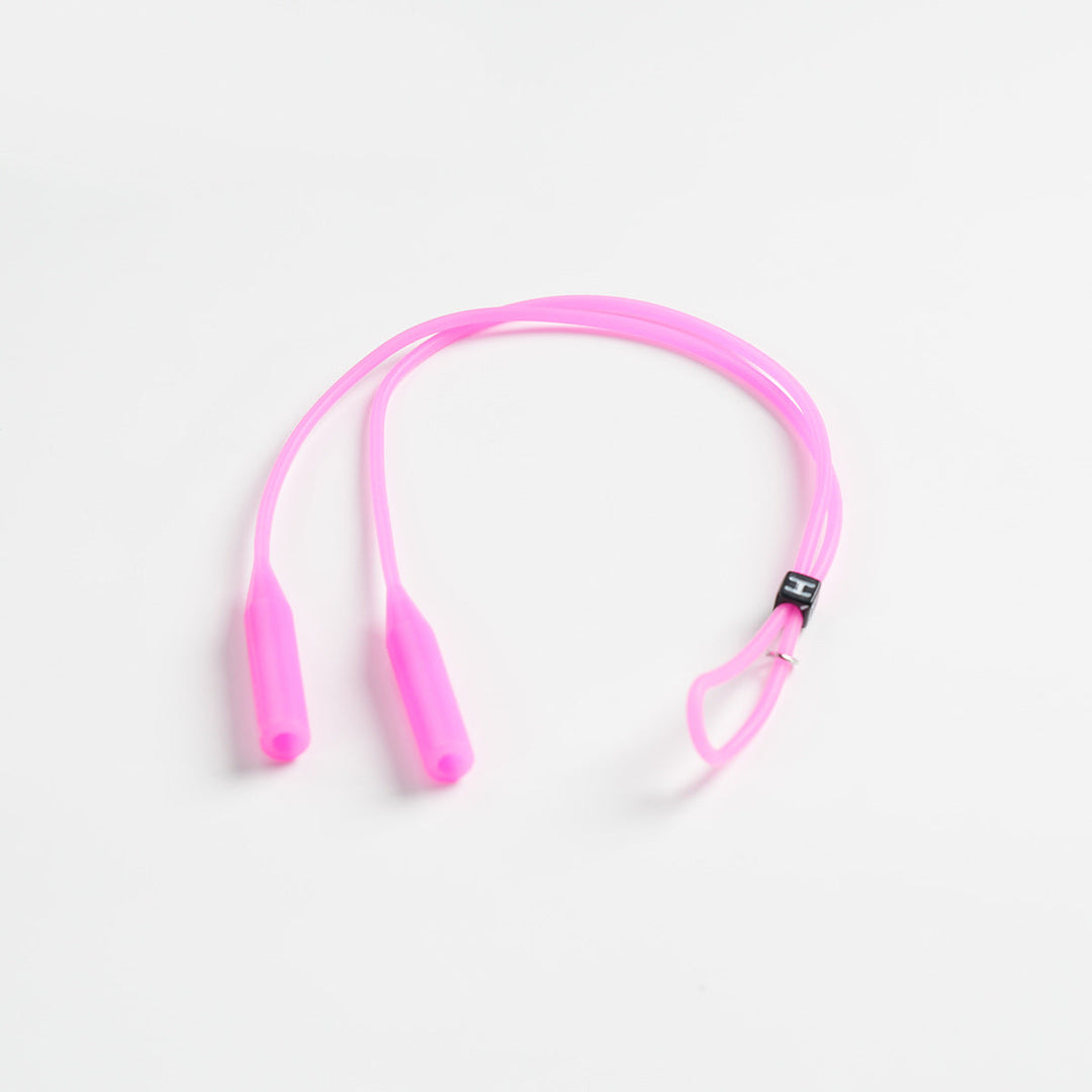 Black silicone glasses strap, anti-slip retainer for sports and casual wear.