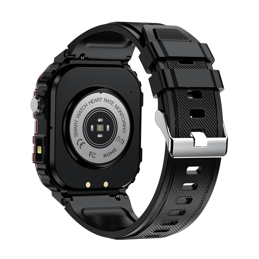 Sleek unisex smartwatch with continuous glucose & blood sugar tracking, plus heart rate, BP, & fitness monitoring.