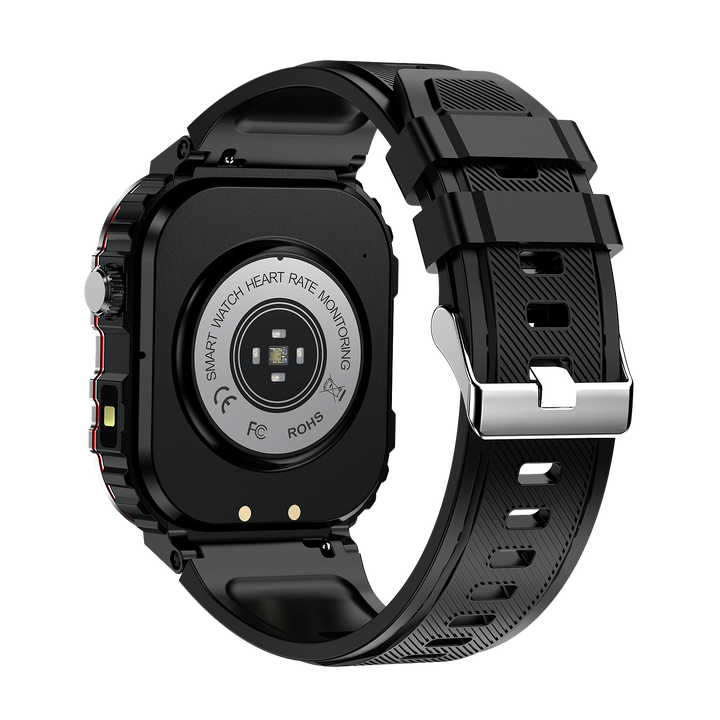 Sleek unisex smartwatch with continuous glucose & blood sugar tracking, plus heart rate, BP, & fitness monitoring.
