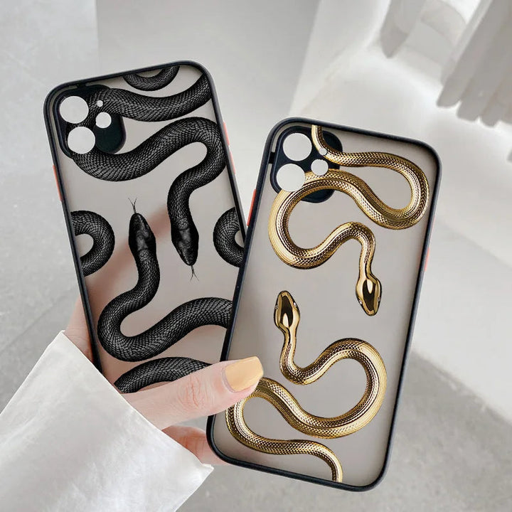 Protective iPhone case with a chic snake pattern. Slim profile & shock absorption for durability.