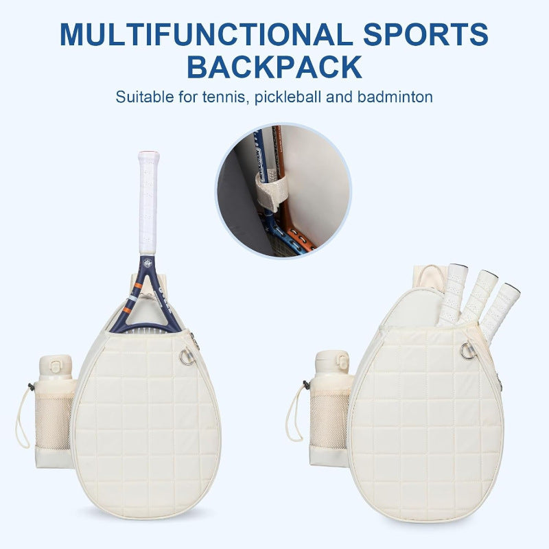 Sleek black unisex tennis backpack, durable sports bag for rackets, with comfortable straps & gear storage.