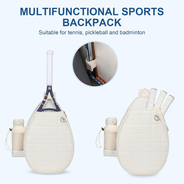 Sleek black unisex tennis backpack, durable sports bag for rackets, with comfortable straps & gear storage.