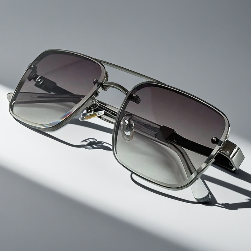 Lightweight squared frame summer sunglasses with modern style, gradient, and UV protection.