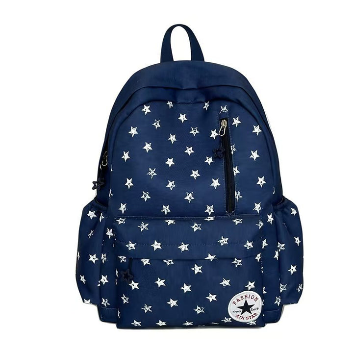 Durable adventure backpack featuring a unique star pattern, ideal for outdoor activities & hiking trips.