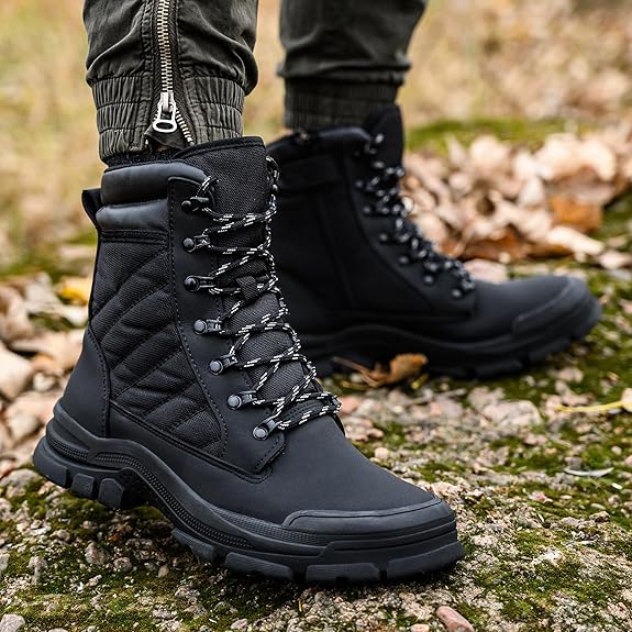 Protective steel toe work boots, ideal for warehouse & construction, featuring a convenient side zipper.