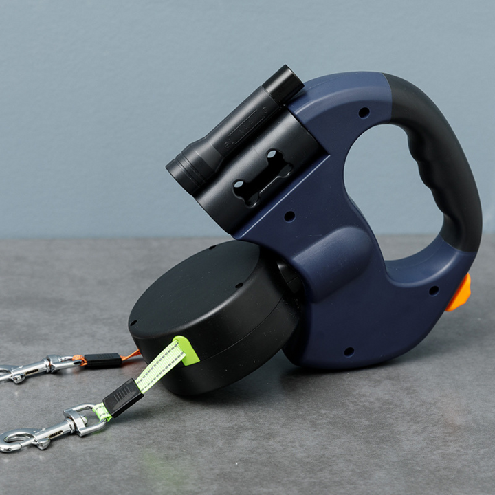 Efficient dual dog leash designed for pet owners to comfortably walk two dogs simultaneously and tangle-free.