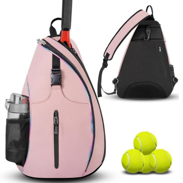 Rosa tennis backpack, athletic gear bag featuring a secure racket compartment & handy side pocket.