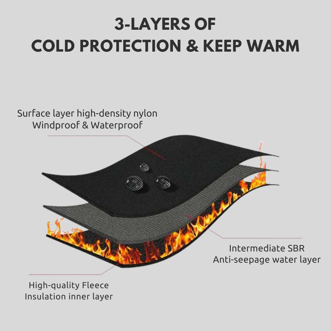 Close-up of unisex heated gloves with touchscreen compatibility for winter sports.