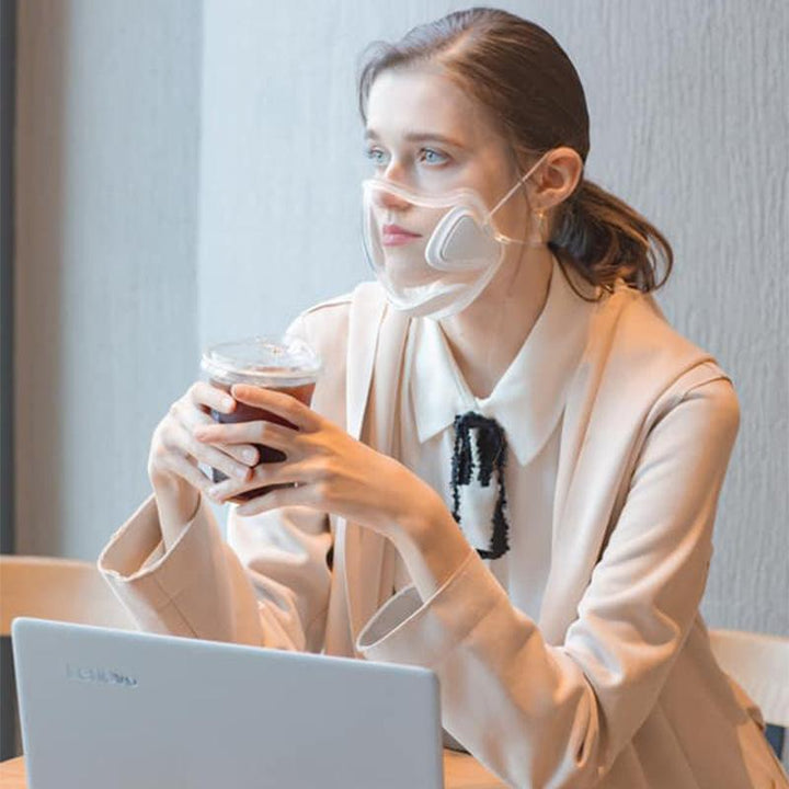 Protective transparent face shield, reusable and comfortable for daily wear.
