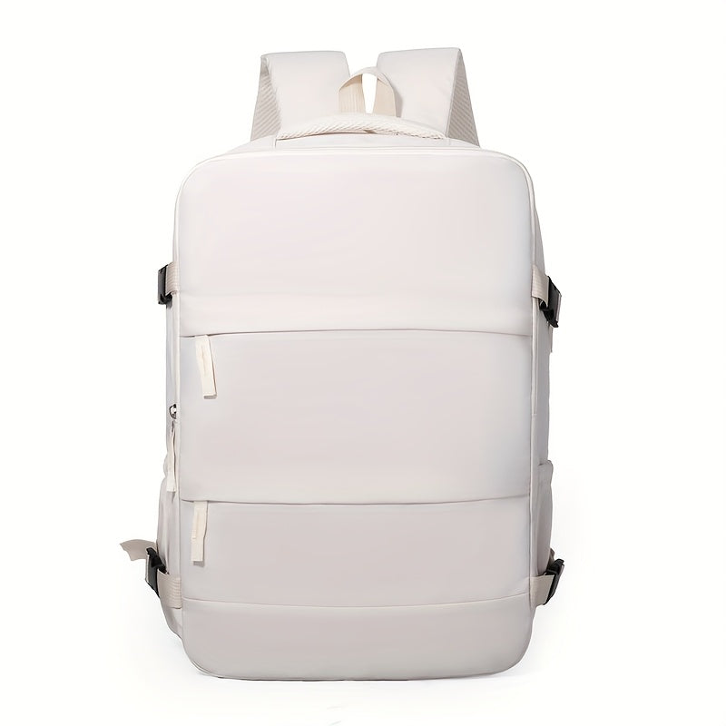 Model wearing the unisex travel backpack, demonstrating its comfort & versatility for travel & daily use.