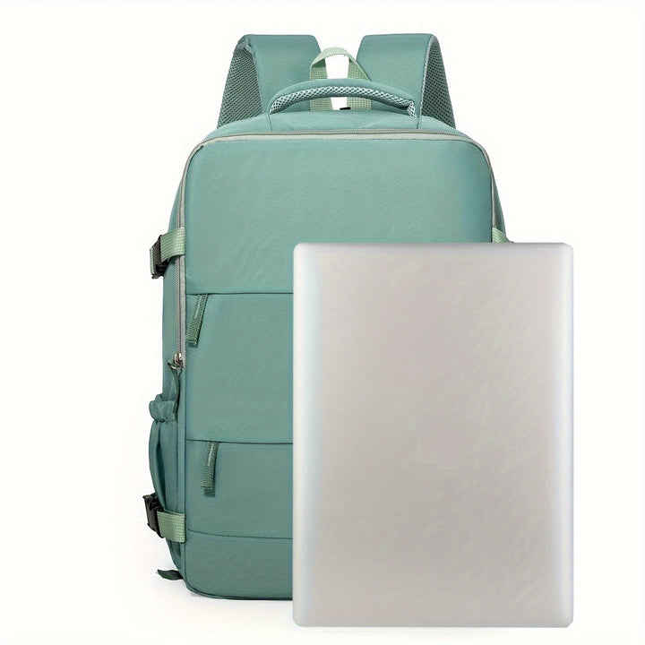 Organized travel bag with wide 180-degree opening and a separate ventilated shoe compartment. Unisex design.