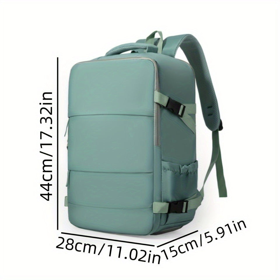 Durable unisex travel backpack, ideal for everyday use and commutes, with shoe storage and full opening.