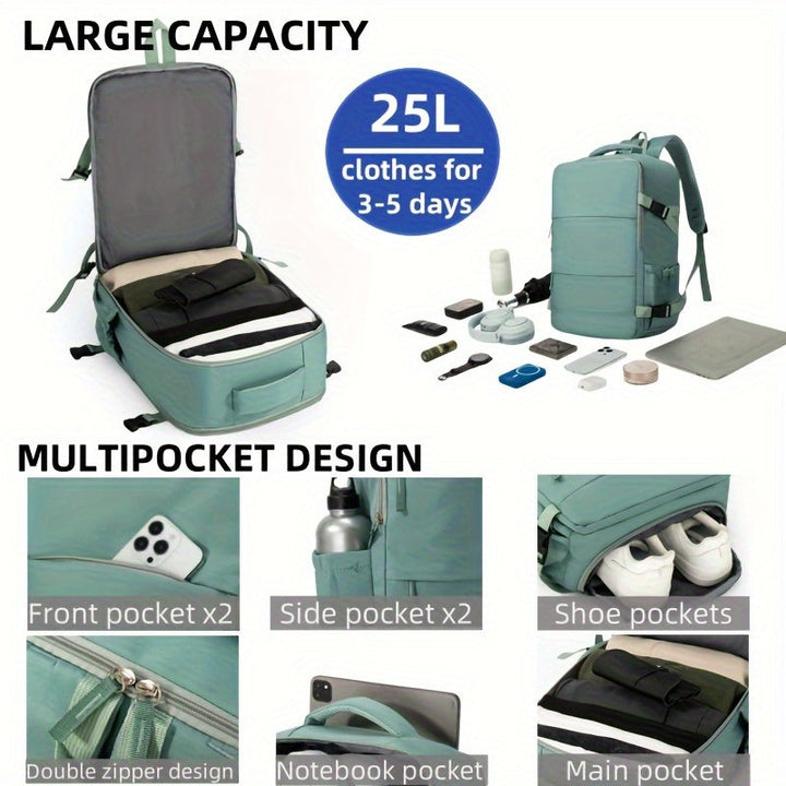 Commute backpack for school & work, durable and unisex, with shoe compartment & 180° opening convenience.