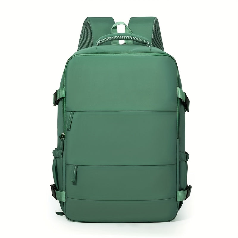 Travel backpack, showcasing its 180° flat opening for efficient packing. Great for carry-on & short trips.