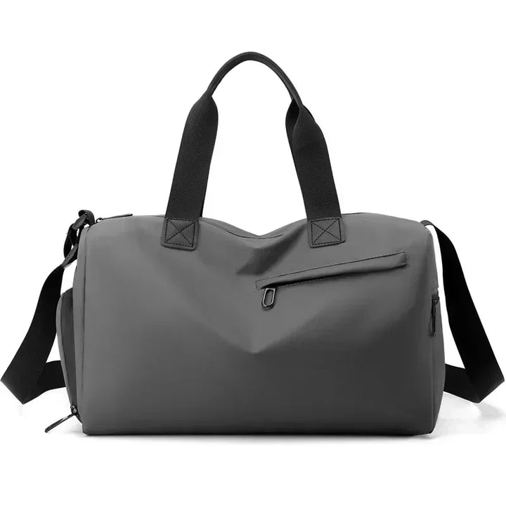 Organized unisex duffle bag with multiple compartments for travel, gym, & work essentials. Weekend carry-on.