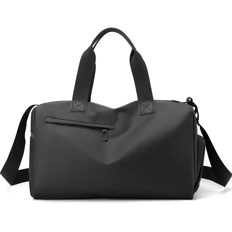 Spacious unisex travel duffle bag with separate shoe compartment. Ideal for gym, sports, & weekend trips.