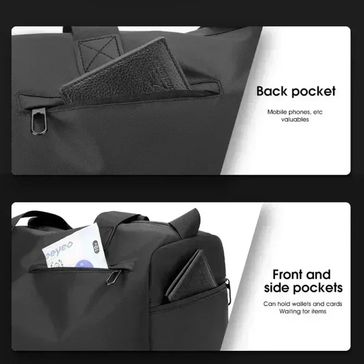 Versatile unisex duffle bag. Perfect for gym, travel & work with separate compartments for shoes & essentials.