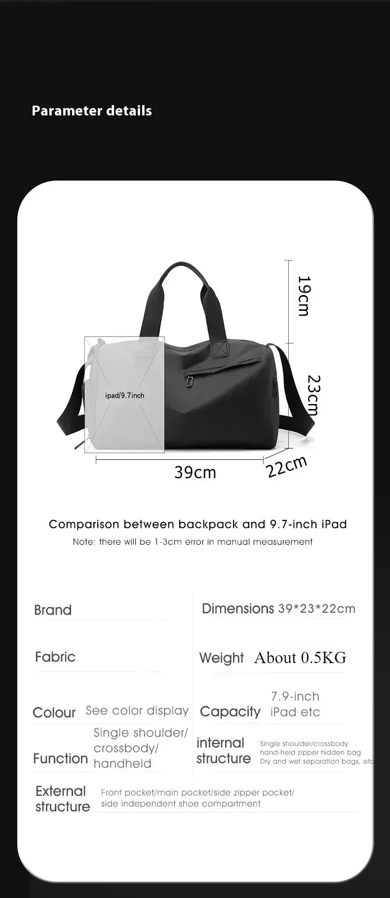 Stylish unisex duffle bag for travel, gym, & work. Organized with wet & shoe compartments. Weekend ready.