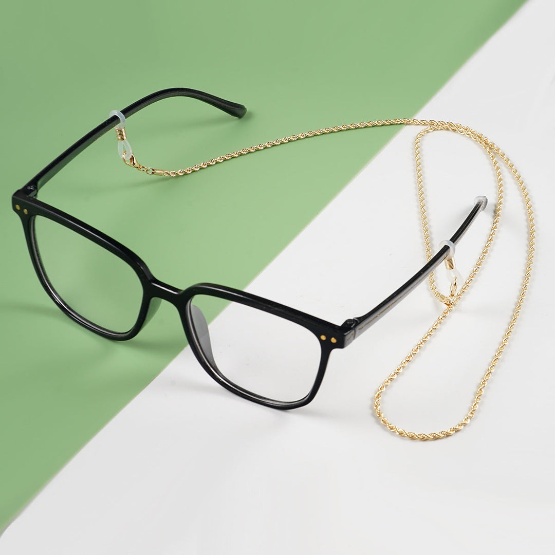 Elegant twisted cable chain glasses holder, unisex design, perfect for keeping eyewear secure and stylish.