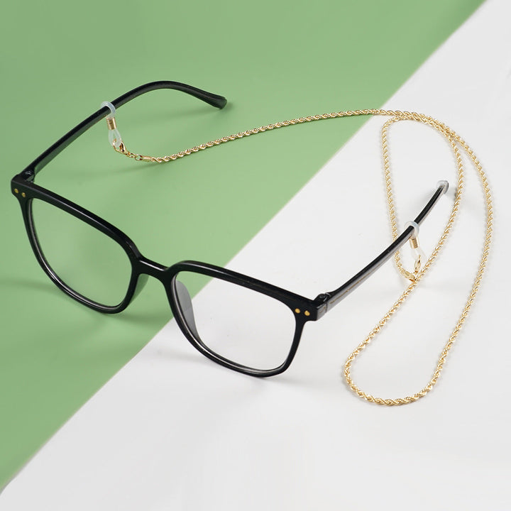 Elegant twisted cable chain glasses holder, unisex design, perfect for keeping eyewear secure and stylish.