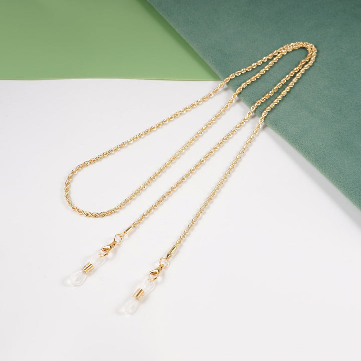 Secure unisex eyewear chain for glasses & sunglasses, twisted cable design, practical and fashionable accessory.