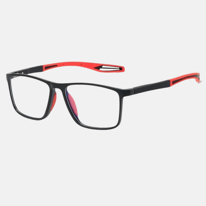 Lightweight sport style reading glasses designed to reduce digital eye strain.