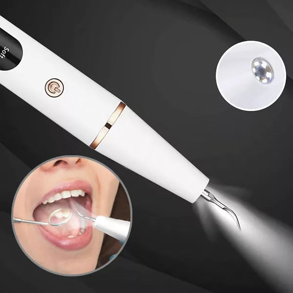 Portable ultrasonic dental tool for professional teeth cleaning at home. Removes calculus & plaque for improved oral health.