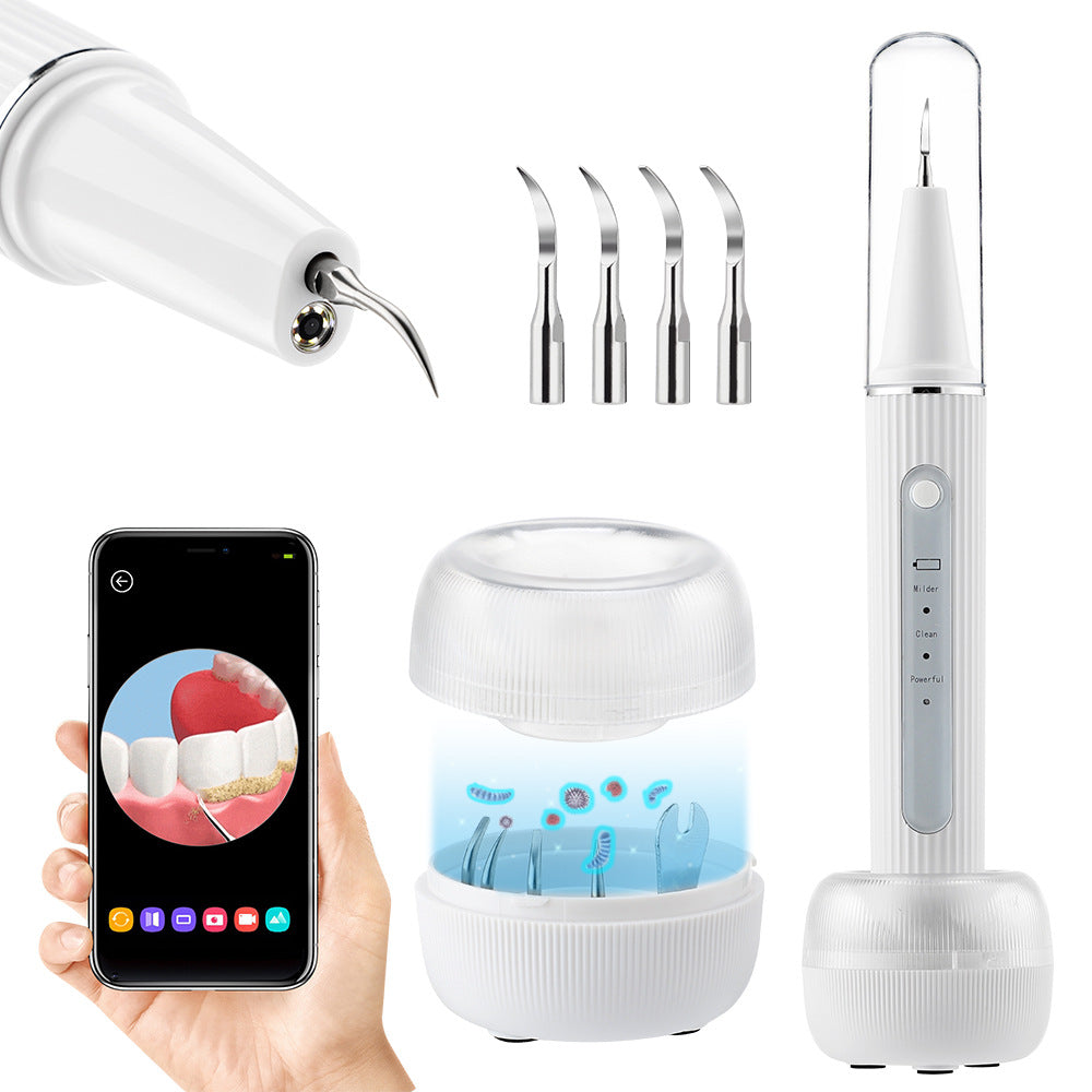 Unisex ultrasound tooth cleaner with integrated camera for precise plaque and tartar removal at home.