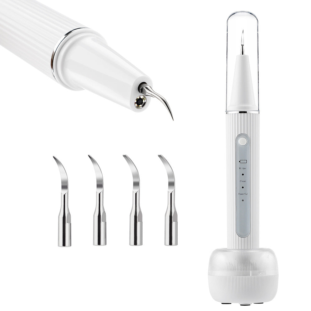 Portable ultrasound dental cleaner for stain removal, whiter teeth, and improved oral hygiene with HD camera.
